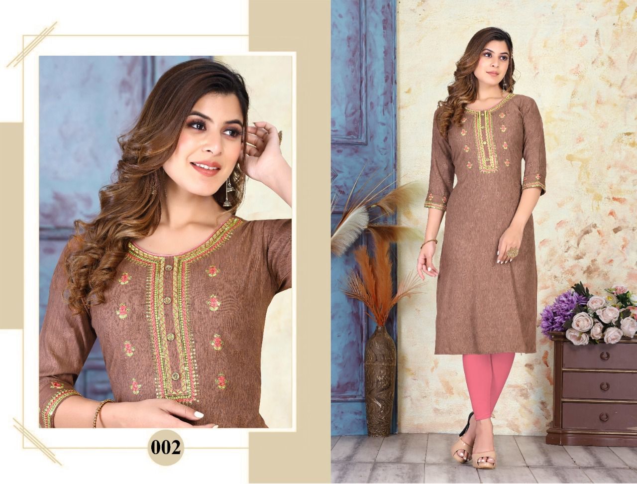 New Vaidehi 1 Rayon New Fancy Wear Straight Cut Designer Kurti Collection